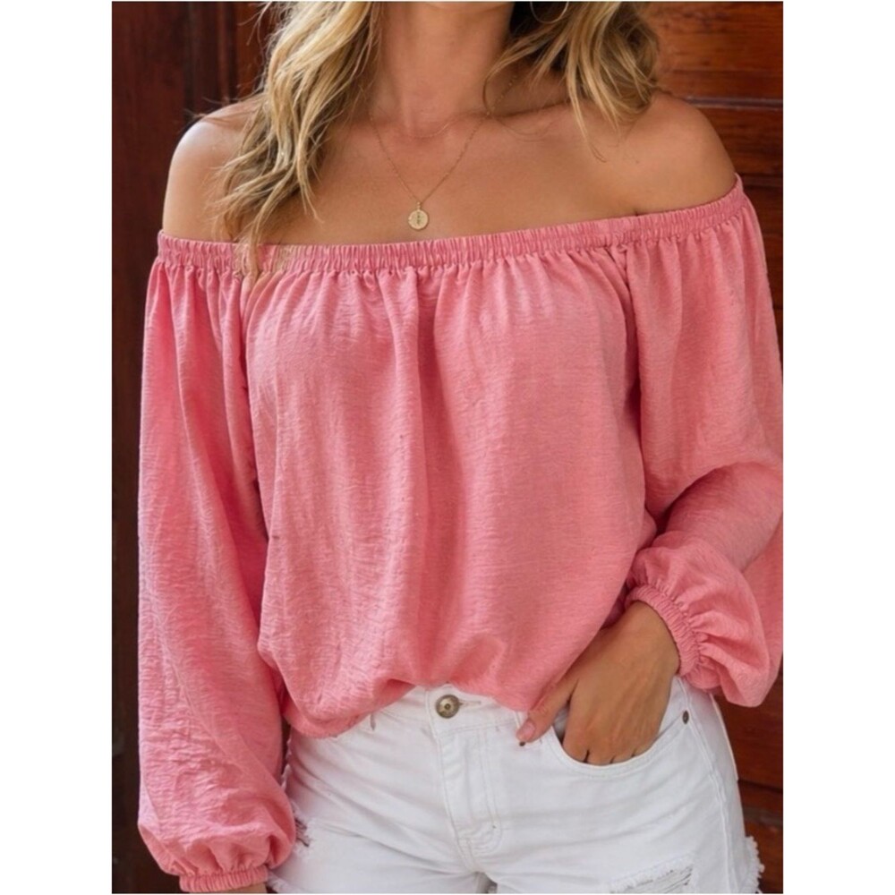 Peasant Boho Dusty Rose Off-Shoulder Blouse cottagecore romantic date night
